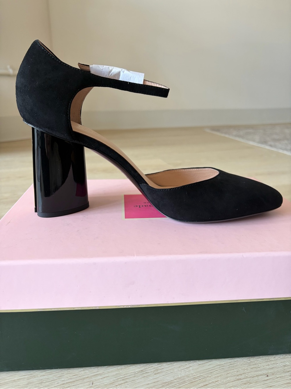 Kate Spade Suede Mary Jane Block Heel Pump in Black